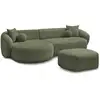 Image de Bobochic canapé d'angle fixe ashley avec pouf vert angle gauche ASHLEY