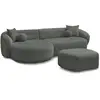 Image de Bobochic canapé d'angle fixe ashley avec pouf gris foncé angle gauche ASHLEY