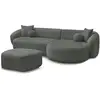 Image de Bobochic canapé d'angle fixe ashley avec pouf gris foncé angle droit ASHLEY