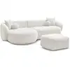 Image de Bobochic canapé d'angle fixe ashley avec pouf blanc angle gauche ASHLEY