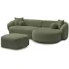 Image de Bobochic canapé d'angle fixe ashley avec pouf vert angle droit ASHLEY
