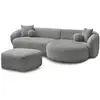 Image de Bobochic canapé d'angle fixe ashley avec pouf gris clair angle droit ASHLEY