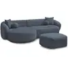 Image de Bobochic canapé d'angle fixe ashley avec pouf bleu foncé angle gauche ASHLEY