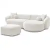 Image de Bobochic canapé d'angle fixe ashley avec pouf blanc angle droit ASHLEY