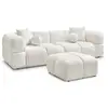 Image de Bobochic canapé droit fixe 3 places cristina avec pouf blanc CRISTINA