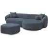 Image de Bobochic canapé d'angle fixe ashley avec pouf bleu foncé angle droit ASHLEY