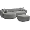 Image de Bobochic canapé d'angle fixe ashley avec pouf gris clair angle gauche ASHLEY