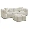 Image de Bobochic canapé droit fixe 3 places cristina avec pouf beige CRISTINA