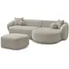 Image de Bobochic canapé d'angle fixe ashley avec pouf taupe angle droit ASHLEY