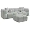 Image de Bobochic canapé droit fixe 3 places cristina avec pouf gris clair CRISTINA