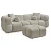 Image de Bobochic canapé droit fixe 3 places cristina avec pouf taupe CRISTINA