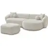 Image de Bobochic canapé d'angle fixe ashley avec pouf beige angle droit ASHLEY