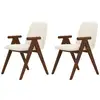 Image de Bobochic lot de 2 chaises de table pagnol placage chêne massif et tissu bouclette marron foncé PAGNOL