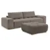 Image de Bobochic canapé droit convertible coffre anakin tissu bouclette avec pouf marron ANAKIN