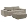 Image de Bobochic canapé droit convertible coffre anakin tissu bouclette avec pouf taupe ANAKIN