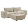 Image de Bobochic canapé droit convertible coffre anakin tissu texturé avec pouf beige ANAKIN