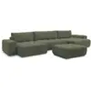 Image de Bobochic canapé panoramique convertible coffre anakin tissu bouclette avec pouf vert ANAKIN