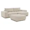Image de Bobochic canapé d'angle convertible réversible coffre anakin tissu bouclette avec pouf beige réversible ANAKIN