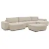Image de Bobochic canapé panoramique convertible coffre anakin tissu bouclette avec pouf beige ANAKIN