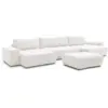 Image de Bobochic canapé panoramique convertible coffre anakin tissu bouclette avec pouf blanc ANAKIN