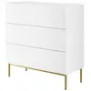 Image de Bobochic commode kasha 3 tiroirs pieds or blanc KASHA