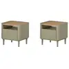 Image de Bobochic lot de 2 chevets 1 tiroir anyra pieds en bois massif vert ANYA