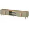 Image de Bobochic meuble tv 1 porte 1 tiroir 220 cm enyra pieds en bois massif vert ENYRA