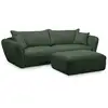 Image de Bobochic canapé droit fixe 3 places luigi tissu lisse avec pouf vert LUIGI