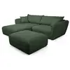 Image de Bobochic canapé d'angle fixe luigi tissu lisse avec pouf vert angle gauche LUIGI