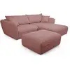 Image de Bobochic canapé d'angle fixe luigi tissu lisse avec pouf rose angle droit LUIGI