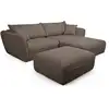 Image de Bobochic canapé d'angle fixe luigi tissu lisse avec pouf taupe angle droit LUIGI