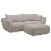 Image de Bobochic canapé droit fixe 3 places luigi tissu lisse avec pouf beige LUIGI