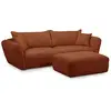 Image de Bobochic canapé droit fixe 3 places luigi tissu lisse avec pouf orange LUIGI