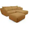 Image de Bobochic canapé d'angle fixe luigi tissu lisse avec pouf jaune angle droit LUIGI