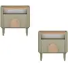 Image de Bobochic lot de 2 tables de chevet 1 tiroir enyra pieds bois massif vert ENYRA