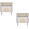 Image de Bobochic lot de 2 tables de chevet 1 tiroir enyra pieds bois massif beige ENYRA