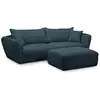 Image de Bobochic canapé droit fixe 3 places luigi tissu lisse avec pouf bleu LUIGI