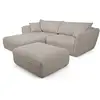 Image de Bobochic canapé d'angle fixe luigi tissu lisse avec pouf beige angle gauche LUIGI
