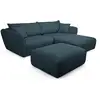 Image de Bobochic canapé d'angle fixe luigi tissu lisse avec pouf bleu angle droit LUIGI