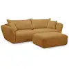 Image de Bobochic canapé droit fixe 3 places luigi tissu lisse avec pouf jaune LUIGI