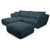 Image de Bobochic canapé d'angle fixe luigi tissu lisse avec pouf bleu angle gauche LUIGI
