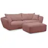 Image de Bobochic canapé droit fixe 3 places luigi tissu lisse avec pouf rose LUIGI