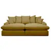 Image de Bobochic canapé 3 places causeuse avec assise profonde nevada tissu lisse jaune NEVADA