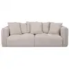 Image de Bobochic canapé droit fixe 3 places assise profonde harlem tissu chenille beige HARLEM