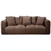 Image de Bobochic canapé droit fixe 3 places assise profonde harlem tissu chenille marron HARLEM