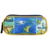 Image de Trousse scolaire - BAGTROTTER - Phileas - 2 compartiments - Bleu - Dinosaure