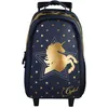 Image de Bagtrotter - Cybel - Sac à Dos Scolaire - Sac à Dos à Roulettes - Marine - 2 Compartiments Zippés - 1 Poche Bouteille -...