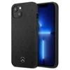 Image de Coque rigide - MERCEDES - iPhone 13 mini - Cuir grainé noir - Motif étoile - Protection haut de gamme