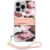 Image de Coque Pour Apple Iphone 13 Pro Camo Avec Lanière Nylon Rose Guess