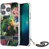 Image de Coque Pour Apple Iphone 13 Pro Flowers Avec Lanière Nylon Vert Guess